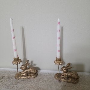 Charming Gold Rabbit Candle Holders